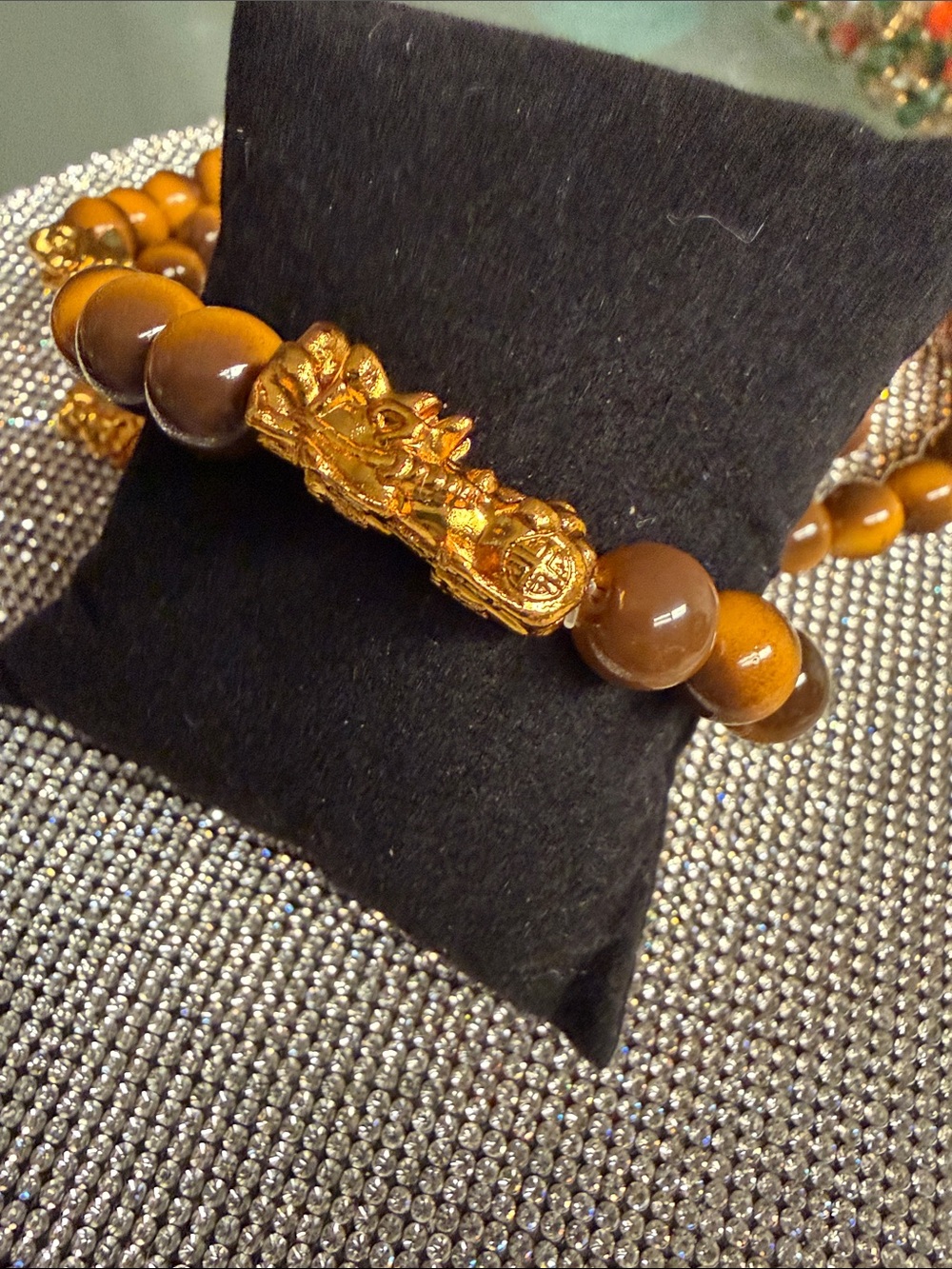 Unisex Gold Dragon Tiger Eye Beaded Bracelet - 🆕